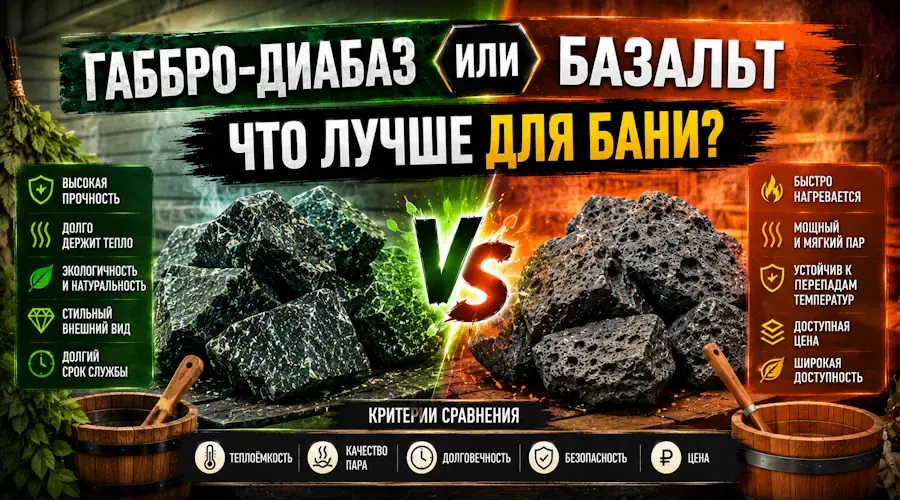 Габбро-диабаз или базальт: что лучше для бани и банной печи