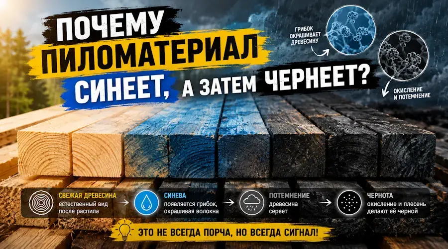 Почему пиломатериал синеет и чернеет: причины, последствия и защита древесины
