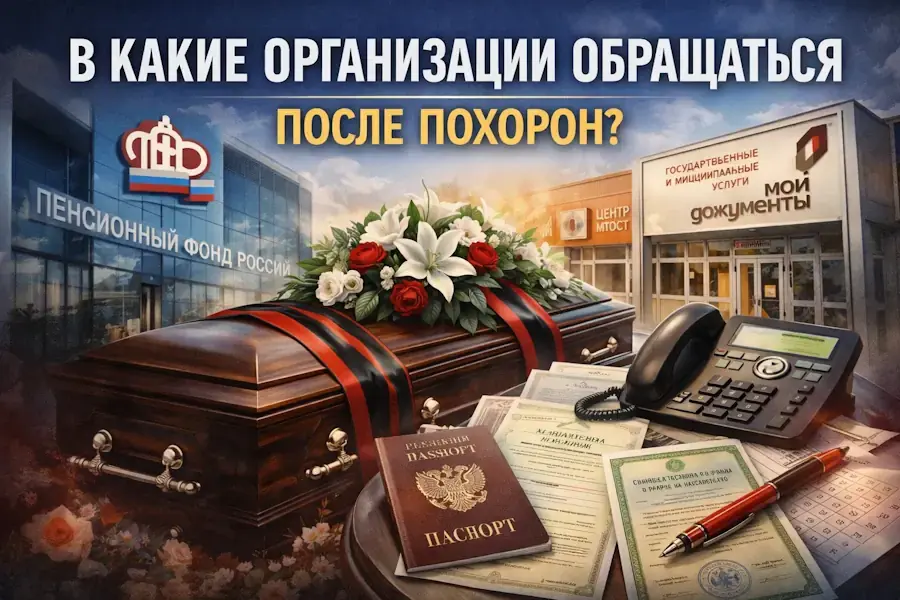 В какие организации обращаться после похорон?