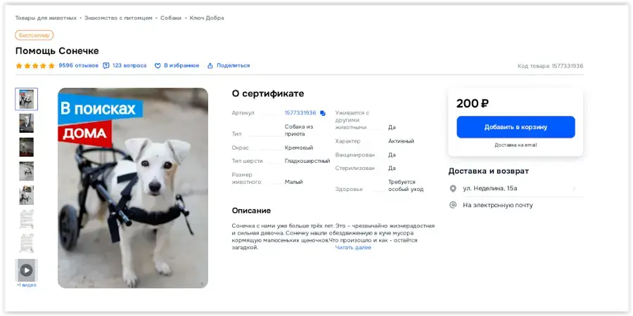Помощь животным на OZON: «Знакомство с питомцем». Не мошенничество?