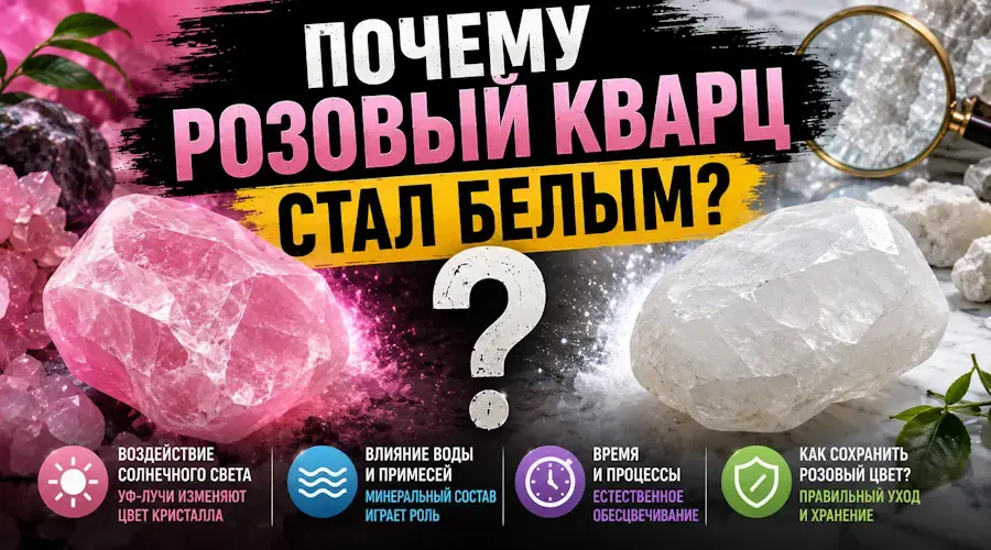 Почему розовый кварц стал белым?